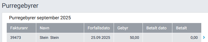 Arbeidsflaten 'Purregebyrer'.