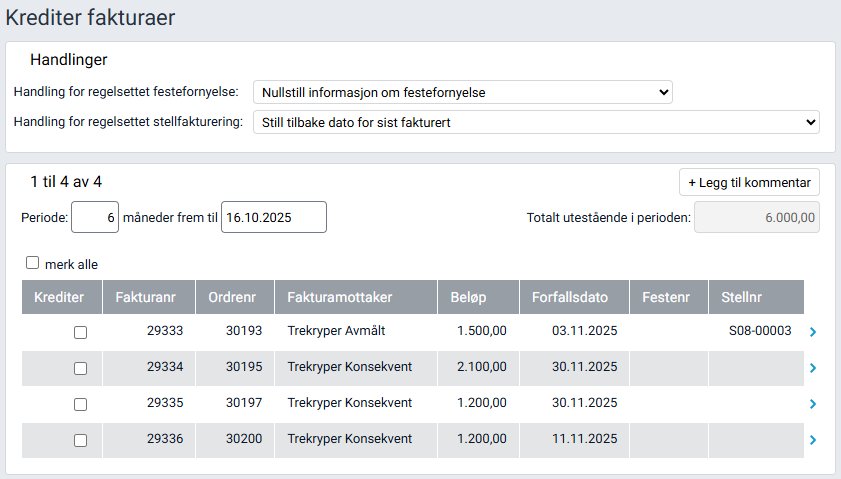 Arbeidsflaten 'Krediter fakturaer'.