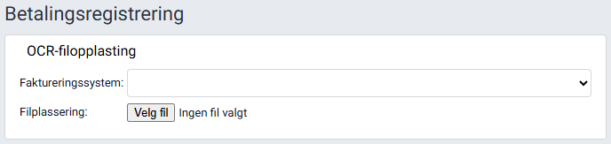 Arbeidsflaten 'Betalingsregistrering' for OCR-innbetalinger.