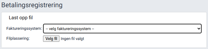Arbeidsflaten 'Betalingsregistrering' for innbetalinger fra fakturasystem.