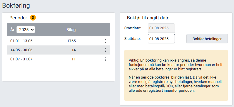 Arbeidsflaten 'Bokføring'.