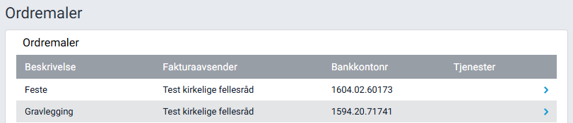 Oversikt over ordremaler.