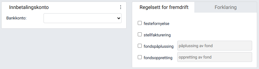 Seksjon for innbetalingskonto.