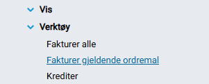 Funksjonsmenyen for ordrekort med valget 'Fakturer gjeldende ordremal'.
