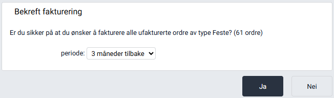 Dialogboks for bekreftelse av fakturering.