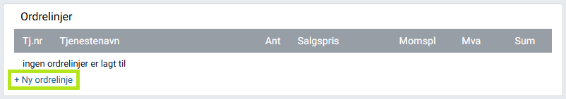Boksen 'Ordrelinjer' i ordrekortet.