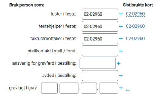 Feltene i boksen 'Bruk person som'.