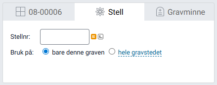 Felt for feste, stell og gravminne i gravkortet.