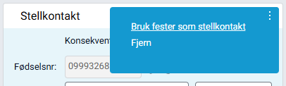 Valg av 'Bruk fester som stellkontakt' i objektmenyen.