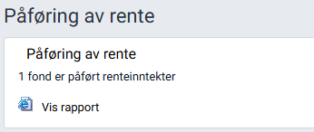 Valget 'Vis rapport' for rente-påføring.