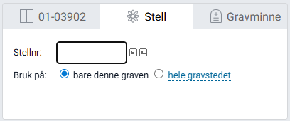 Boksen 'Stell' i gravkortet med felt for stellnummer.