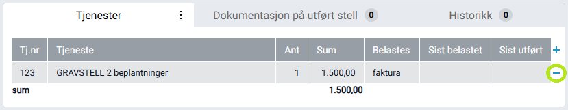 Boksen 'Tjenester' med mulighet til å fjerne tjenester.