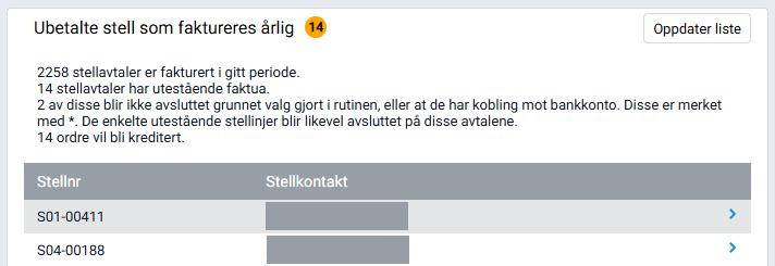 Arbeidsflaten 'Avslutt stellavtaler'.