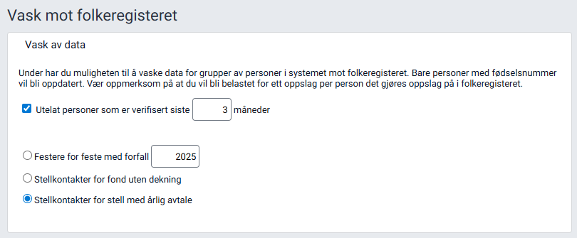 Arbeidsflaten 'Vask mot folkeregisteret'.