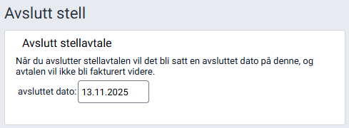 Bekreft avslutning av stell.