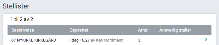 Liste over eksisterende stellister.