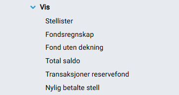 Funksjonsmeny for stellkort.