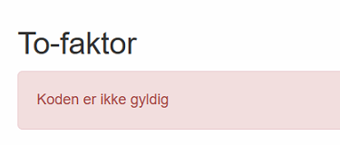 Feilmelding for tofaktorkode.