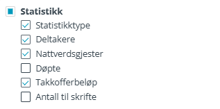 Skjermbilde som viser fanen «Statistikk» under Utseende i labOra Gudstjeneste.