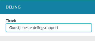 Skjermbilde fra applikasjonen Medarbeideren som viser felt 'Tittel' under opprettelse av ny delingsrapport. Den er lokalisert øverst på arbeidsflaten i hjørnet til venstre, til venstre fra felt 'Sted'.