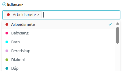 Visning av etikettvalg i Medarbeideren.