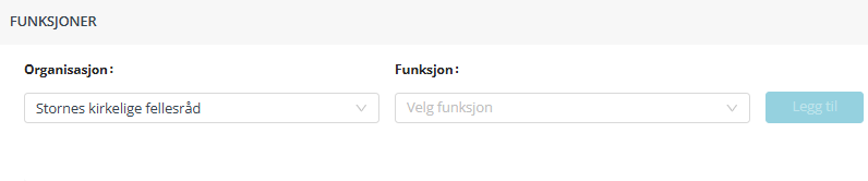Skjermbildet viser fanen 'Funksjoner' i Medarbeideren kontaktkort.