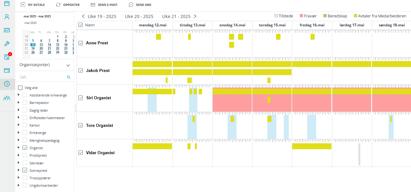 Skjermbildet viser arbeidsflaten 'TID' i Medarbeideren.