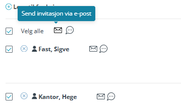 Send epost til deltakere.