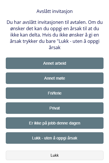 Avvis eller bekreft invitasjon.