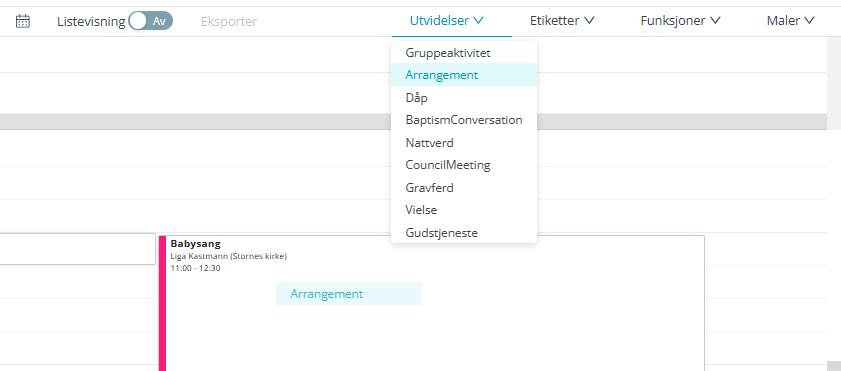 Dra og slipp av elementer til en avtale.