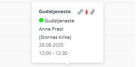 Pop-up-visning av avtale i kalenderen.