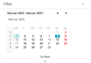Kalenderoversikt i marg.