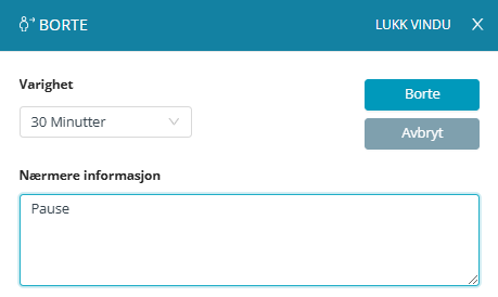 Borte – informasjon.