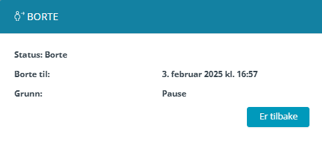 Borte – bekreftelse.