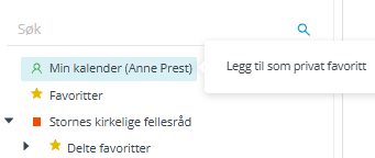 Valg for å legge til privat favoritt.