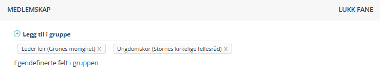 Skjermbildet viser felt 'Medlemskap' i Medarbeideren kontaktkort.