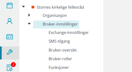 Skjermbildet viser utvidet 'Bruker-innstillinger' i 'Administrasjon' modulen i Medarbeideren.