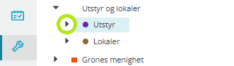 Skjermbildet viser pil foran 'Utstyr'.