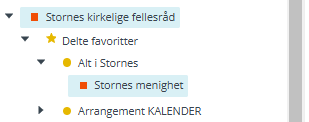 Skjermbildet viser delte favoritter i Medarbeideren kalender.