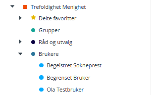 Skjermbildet viser 'Brukere' i Medarbeideren 'Kalender'.
