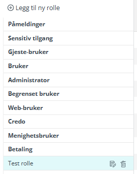 Liste over standardroller.