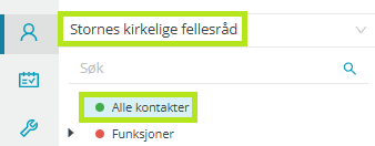 Valg i Kontakter og Grupper.