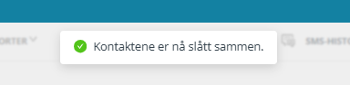 Bekreftelse på sammenslåing.