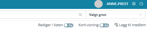 Skjermbildet viser handlinger i Medarbeideren 'Kontakter og Grupper'.