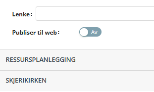 Skjermbildet viser 'Publiser til web' knapp i Medarbeideren kalender avtale.