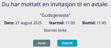 E-post med invitasjon.