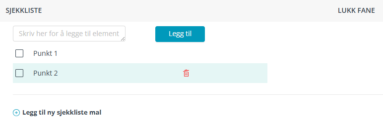 Skjermbildet viser fanen 'Sjekkliste' i Medarbeideren kalender avtale.