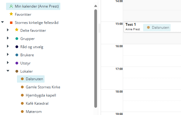 Skjermbildet viser 'Dra og slipp' funksjoner i Medarbeideren kalender.