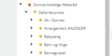 Skjermbildet viser delte favoritter i Medarbeideren kalender.