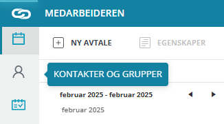 Skjermbildet viser ikonet 'Kontakter og Grupper' i Medarbeideren.